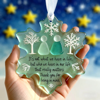 🌊 Snowflake Sea Glass Ornament ❄✨ Shaped by Nature & Crafted by Hand