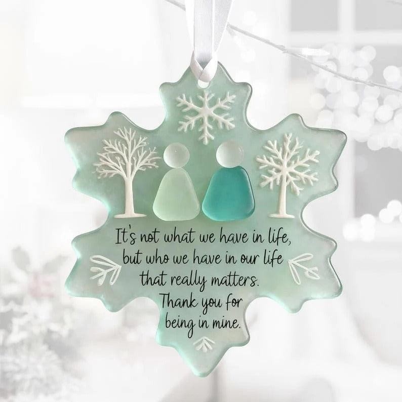 🌊 Snowflake Sea Glass Ornament ❄✨ Shaped by Nature & Crafted by Hand