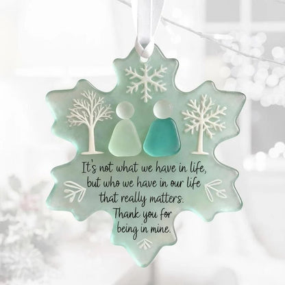 🌊 Snowflake Sea Glass Ornament ❄✨ Shaped by Nature & Crafted by Hand