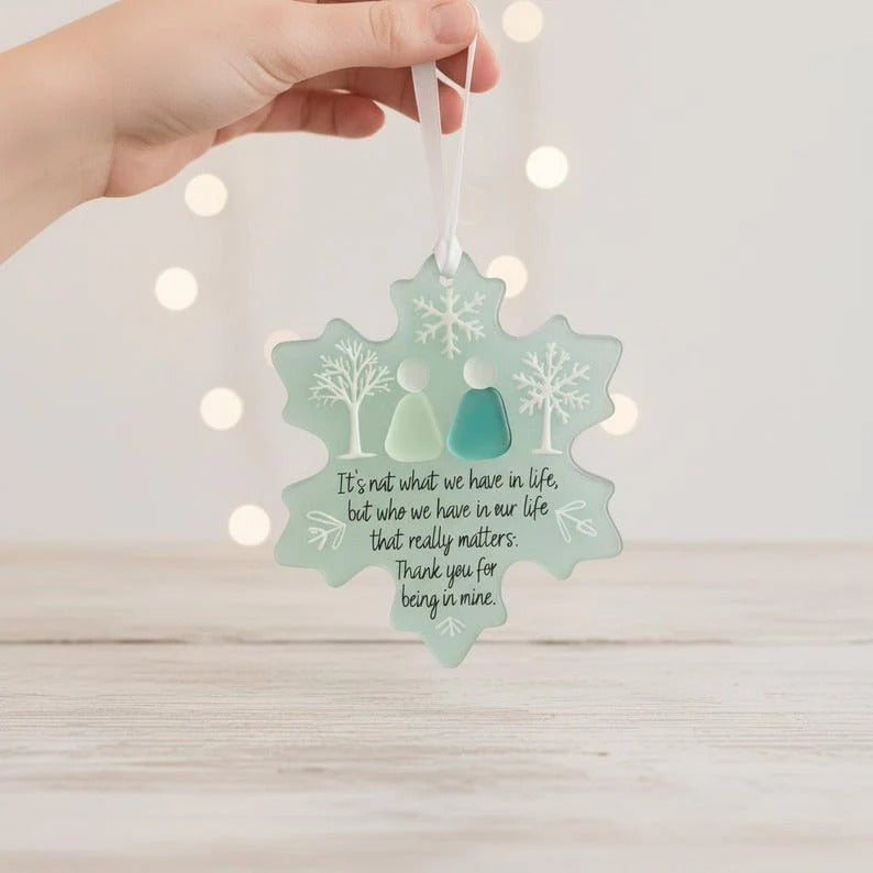 🌊 Snowflake Sea Glass Ornament ❄✨ Shaped by Nature & Crafted by Hand